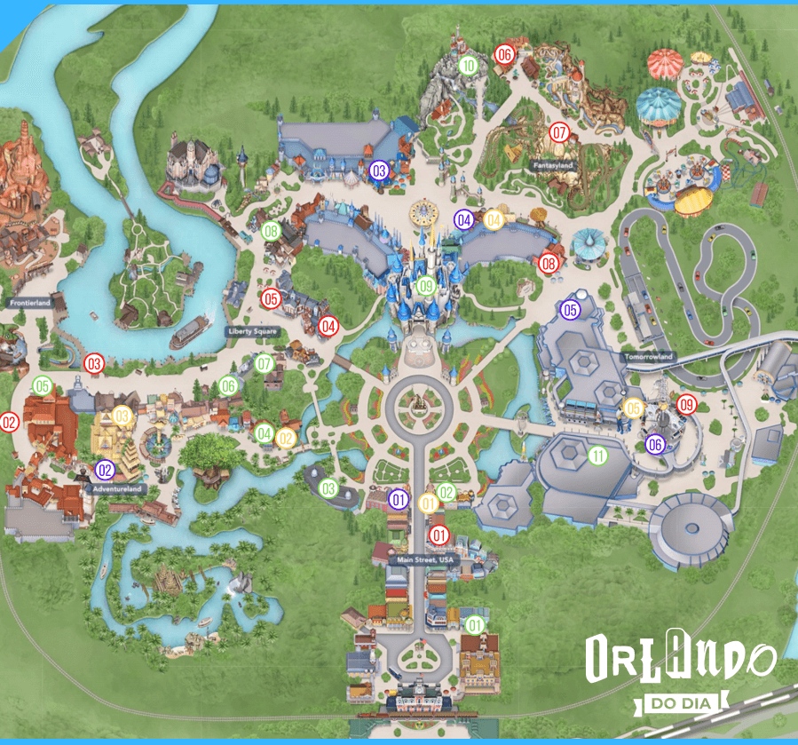 Localização dos restaurantes no Magic Kingdom